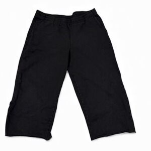 Brooklinen Sweatpants Womens Sz XXL Black Baltic Wide Leg Crop Cozy Fleece Warm